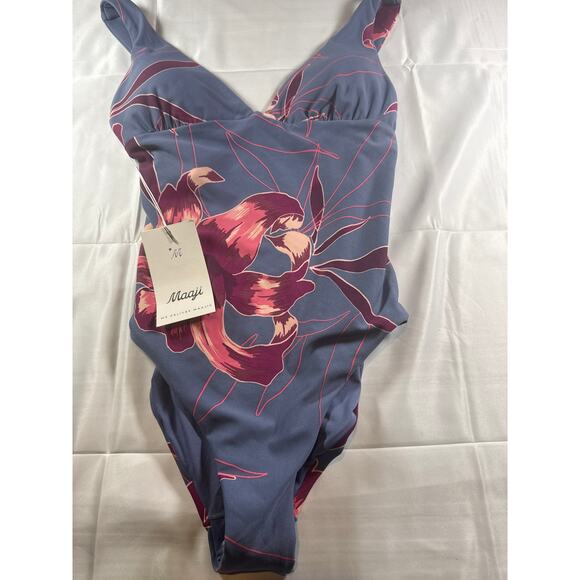 Maaji Swimsuit Large One Piece Purple And Pink Floral NWT  Sz:S - Picture 1 of 4